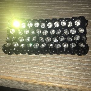 Black with white rhinestones stretch bracelet